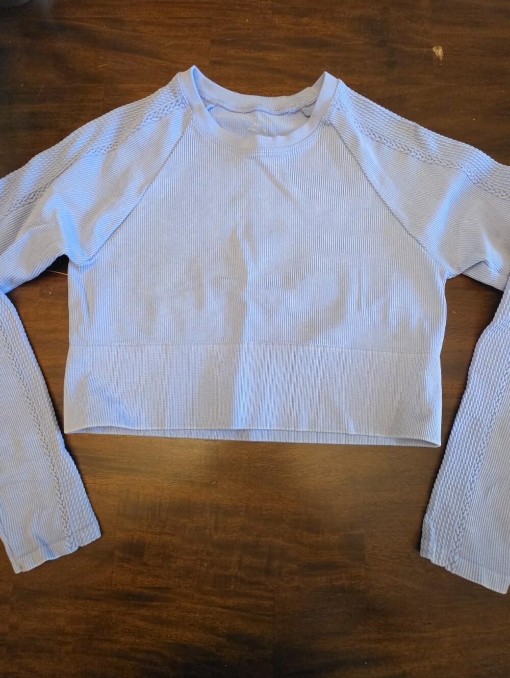 OFFLINE by Aerie Ribbed Cropped Long Sleeve Top - Periwinkle Blue Size L